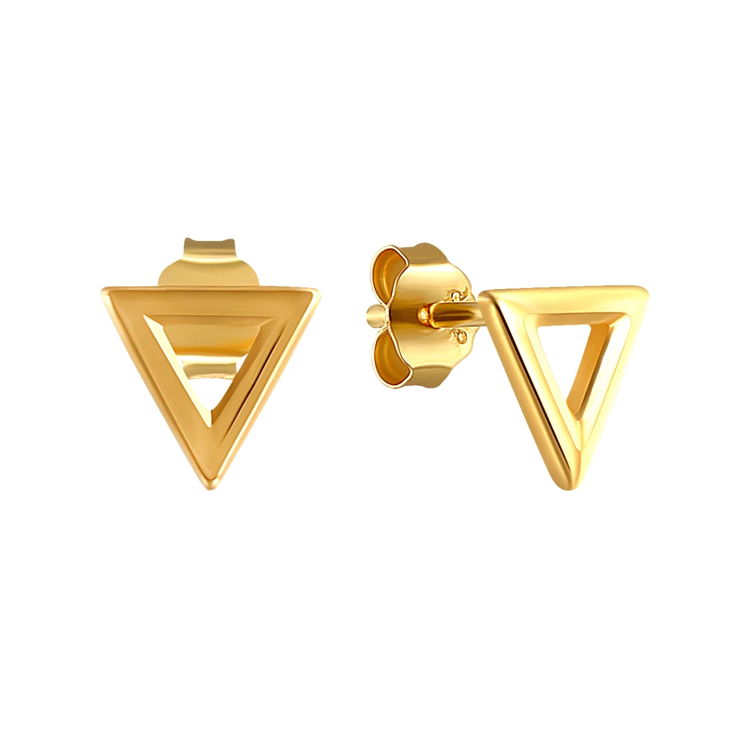 2022 HOT FASHION 925 Silver Jewelry Simple Geometric Hollow Triangle Plain 18K Gold Plated Stud Earrings Silver Jewelry