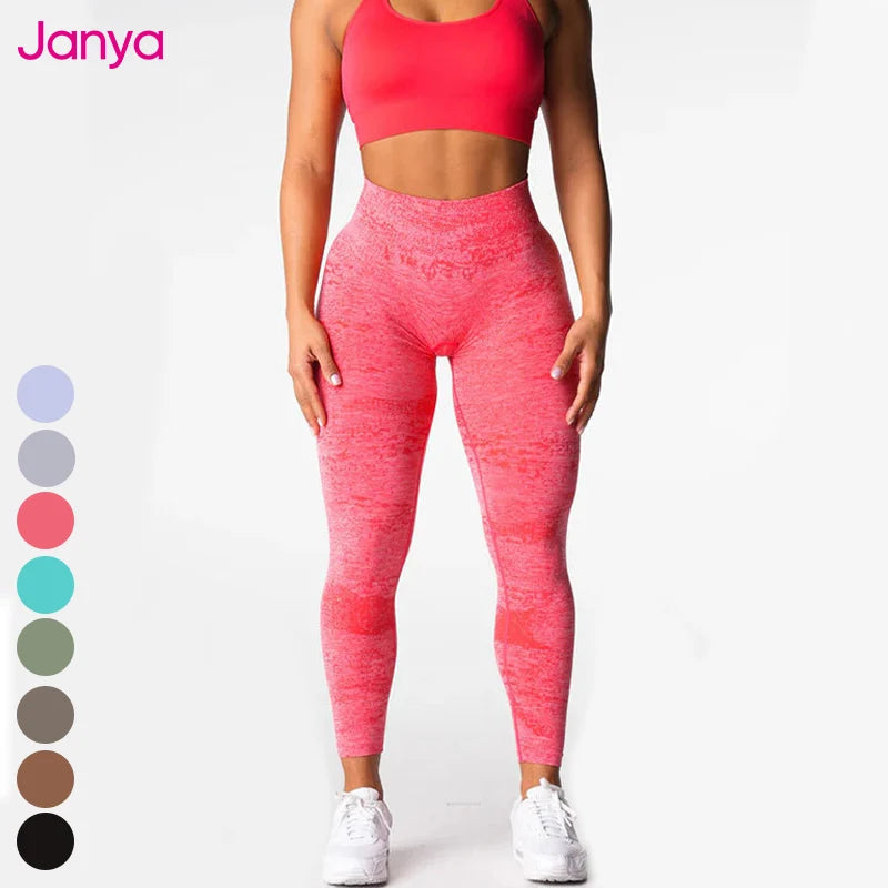 Janya Women Gym Wear Breathable High Waist Hip Line Lift Sports Legging Scrunch Butt Gym Fitness Pants Seamless Yoga Leggings