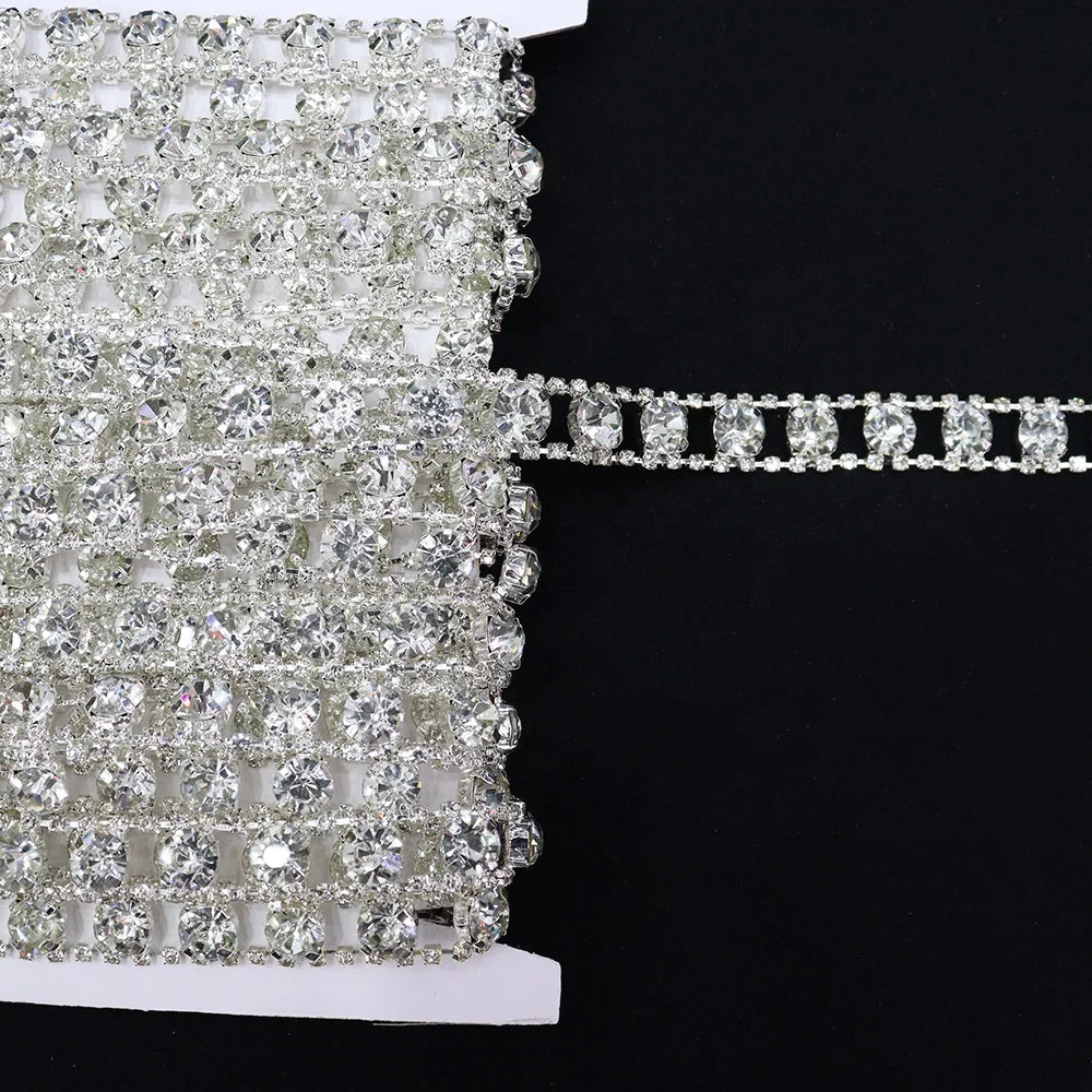 D021 Chain Rhinestones Fashion Design Shoulder Chain Sew on Trimming 1 Row Rhinestone Close Chain