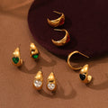 Fine Stainless Steel Colorful Jewelry Gold Plated Earrings Waterproof Heart Glass CC Earrings PVD Diamond Earrings Jewelry Women