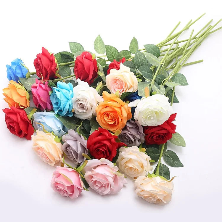 Wholesale 9cm Silk Roses Single Stem Artificial Flower Rose in Bulk for Home Decorations