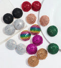 Hot Selling Fashion Fine Jewelry Full Diamonds Luxurious Statement Earrings Rhinestones Party Large Round Alloy Stud Earrings