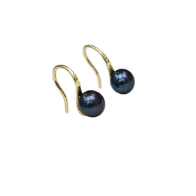 Trendy White Black Grey Multi-Colors Real Freshwater Pearl Earrings 18K Gold Plated 7-8mm Button Pearl Hook Earrings