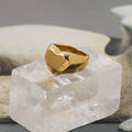 Custom Stainless Steel Jewelry Fashion Women Chunky Thick 18K Gold Plated Blank Signet Heart Rings