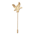 Daili Gold Eagle Head Brooch Delicately Engraved Handmade Lapel Pin Brooch Long Lapel Pins for Unisex