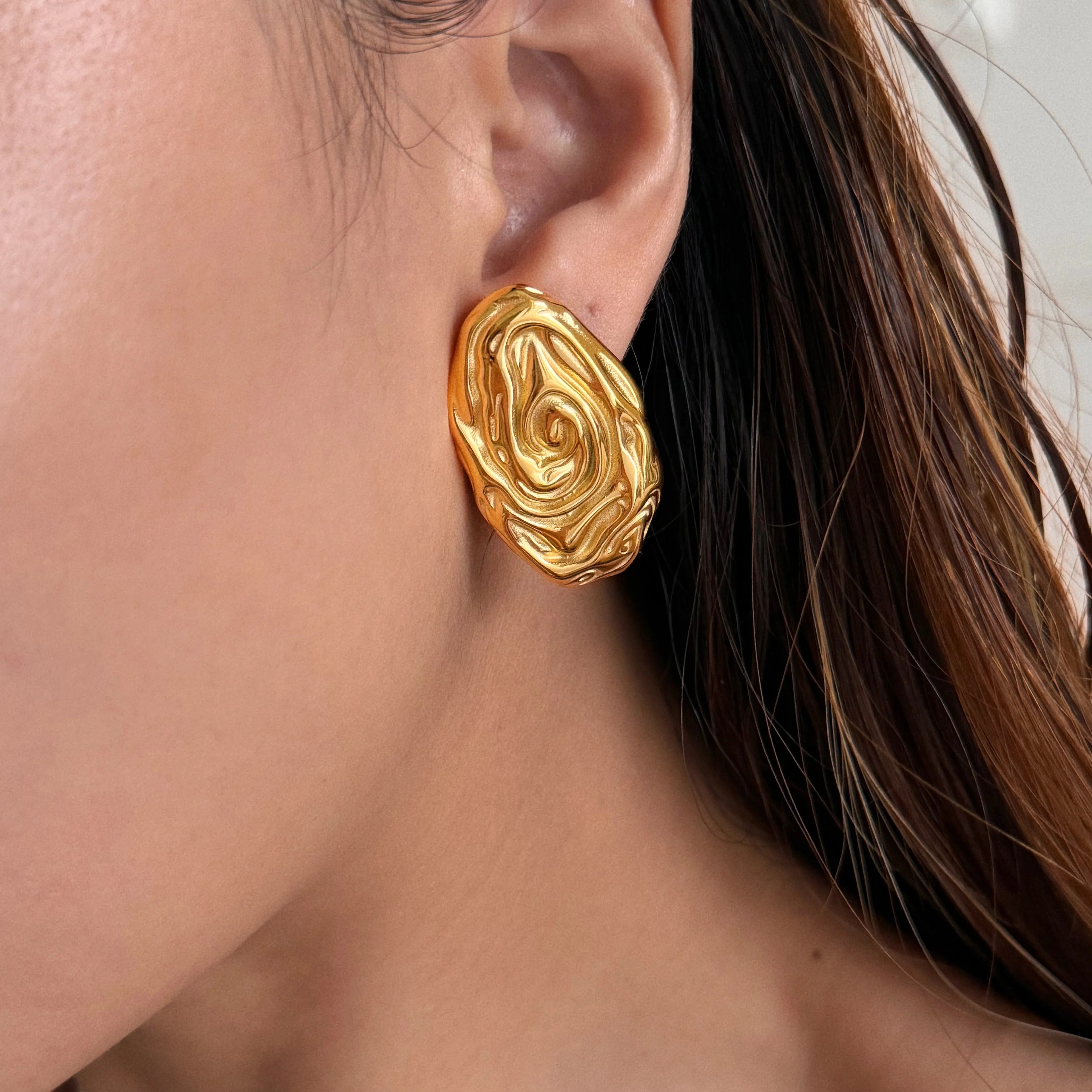 2024 Dazan New HOT 18k Gold Plated Hypoallergenic Stainless Steel Vintage Medieval Vortex Earrings Ballet Jewelry for Women