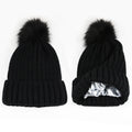 HZM-19275 Womens Winter Satin Lined Pom Hats Knitted Beanies With Detachable Pom Girls Winter Stretchy Warm Hat