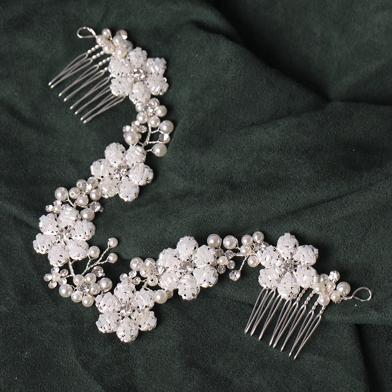 Wholesale Custom New Wedding Decorative Comb White Beaded Bridal Hair Combs for Hair