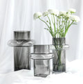 DwaxHome Nordic Minimalist American Modern Geometric Wide Mouth Combination Transparent Glass Cheap Tabletop Vase Model DXVE27