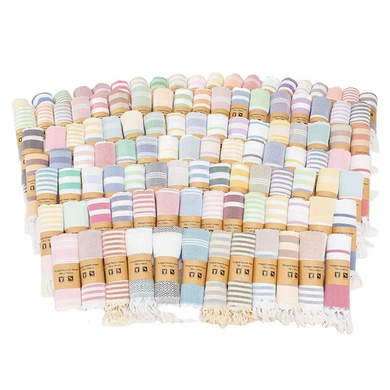 Best Selling 100*180CM Luxury Turkish Quick Dry Cotton Beach Towel Large Luxury Custom Logo Striped Jacquard Pattern Soft Bath