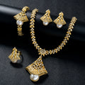Plated Wedding Jewelry Sets Gold Fashion Luxury Indian Brass Vintage Opp Bag Women's Flower Zircon Copper Bridal Jewelry Set