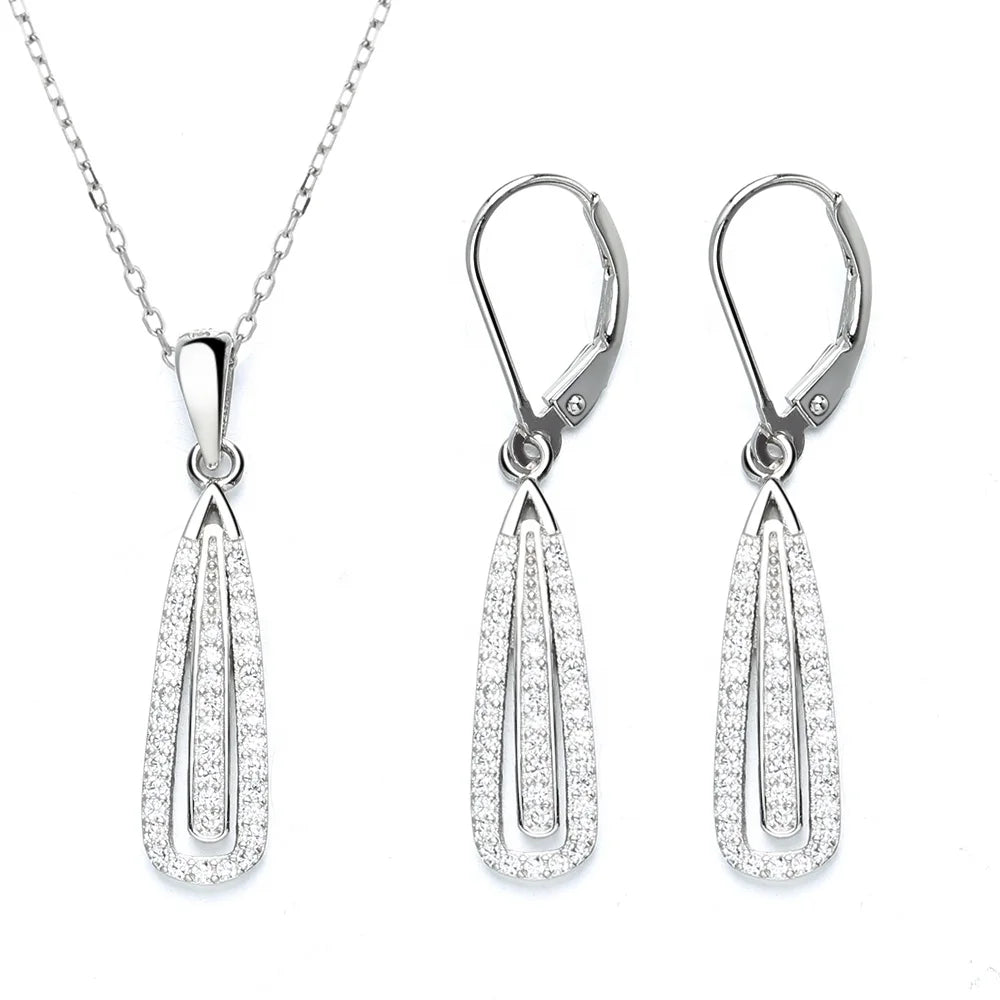 Hot Selling Women With Zircon Pendant Necklaces Necklaces Earrings Wedding Jewelry Collection Fashion