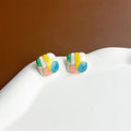 Macaron Color Summer Fashion Drop Earrings Elegant Vintage Oil Painting Stud Earrings Personalized Colorful and Sweet