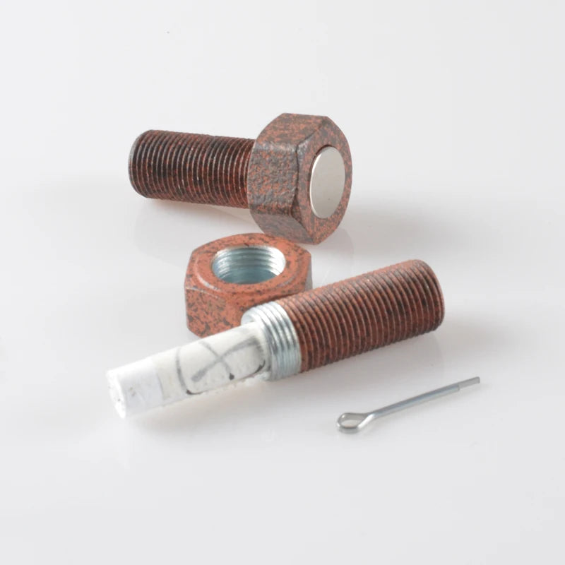 Rusty Color Painted Stainless Steel Durable Multifunction Waterproof Sealing Magnetic Geocache Nut Logroll Cache Bolt