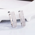 New Luxury 925 Sterling Silver Fashion Simple Double Layers Zircon U Shape Hoop Earrings for Women