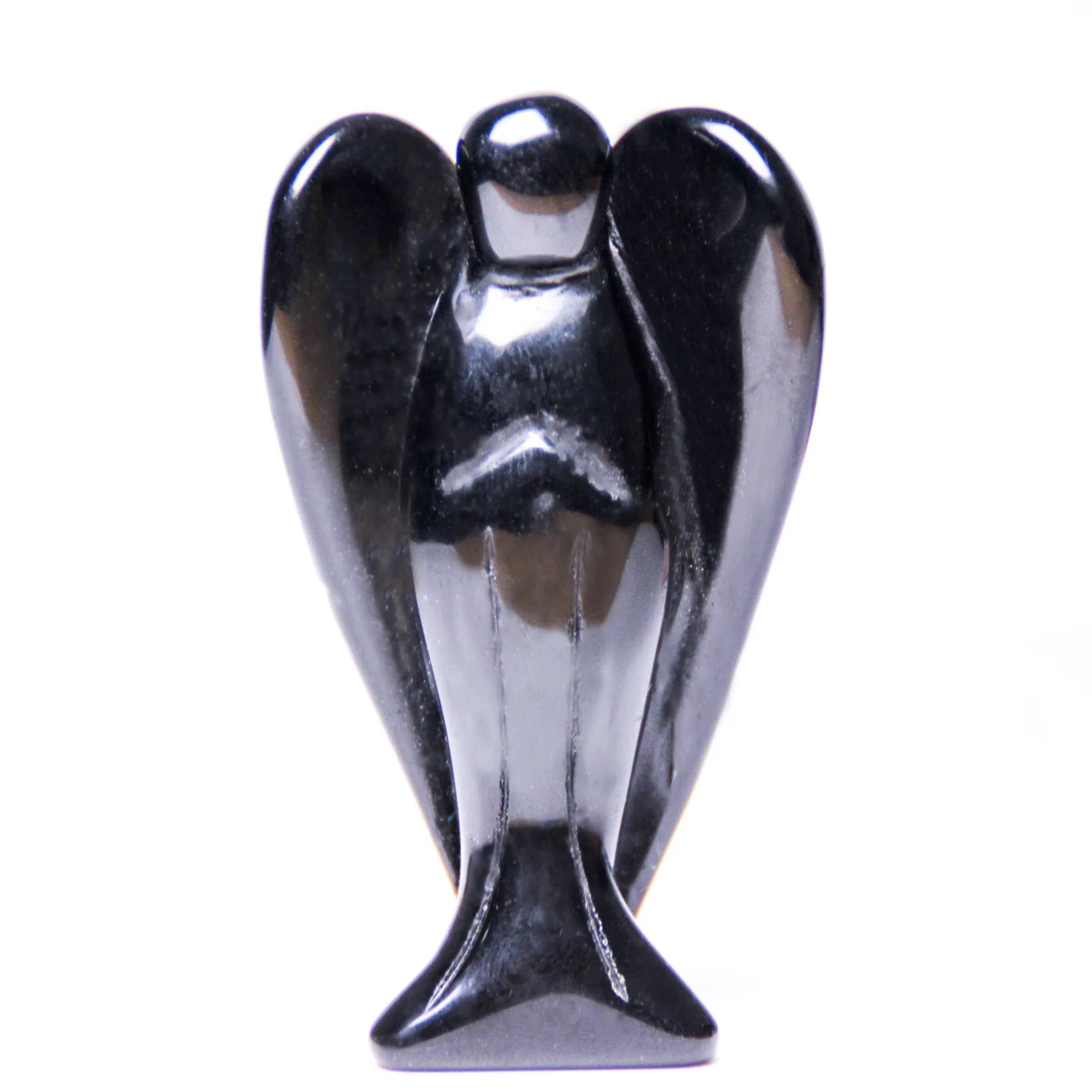DIY Gemstone Black Obsidian Angel Statue Hand Carved Semi-Precious Craft 7.5 cm Crystal Angel for Decor Healing Reiki Crafts