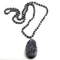 Fashion Bohemian Jewelry Women Howlite Stone Bead Necklace Natural Gemstone Amazonite Facet Oval Pendant Necklace