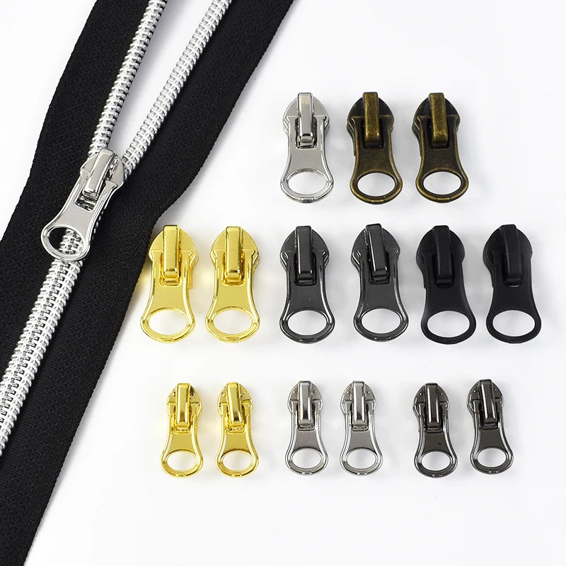 Meetee ZT040 DIY Auto-Lock Zipper Durable 3# Alloy & Sewing Nylon Zipper Tape Decorative Zip Pull for Cloth Zipper Accessories