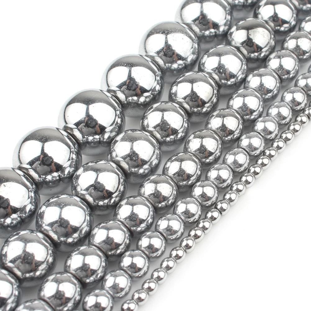 Wholesale 2/3/4/6/8/10mm Silver Color Hematite Loose Stone Beads for Diy Bracelet Necklace