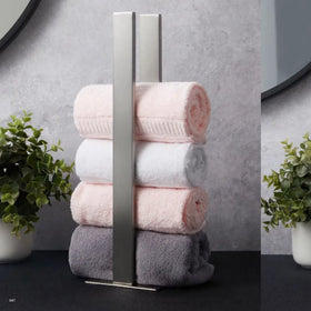 Stainless Steel Modern Heated Movable Rolled Towel Rack Stand 2 Bars Black Matt Finish 40CM Bathroom Apartment Hotel Villa Use