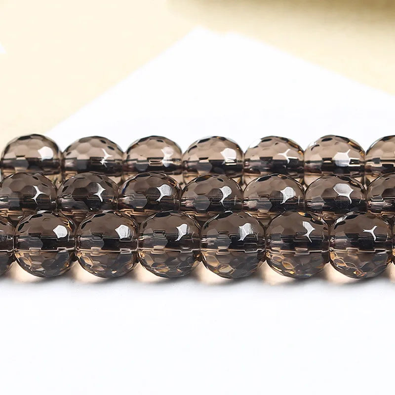 Natural Smoky Quartz Faceted Beads Cut Surface Smoky Quartz Loose Beads Diy  Jewelry Accessories Beads for Jewelry Making