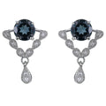Charming Rhodium Plated Silver 925 Jewelry Natural London Blue Topaz Drop Earrings for Anniversary Gift