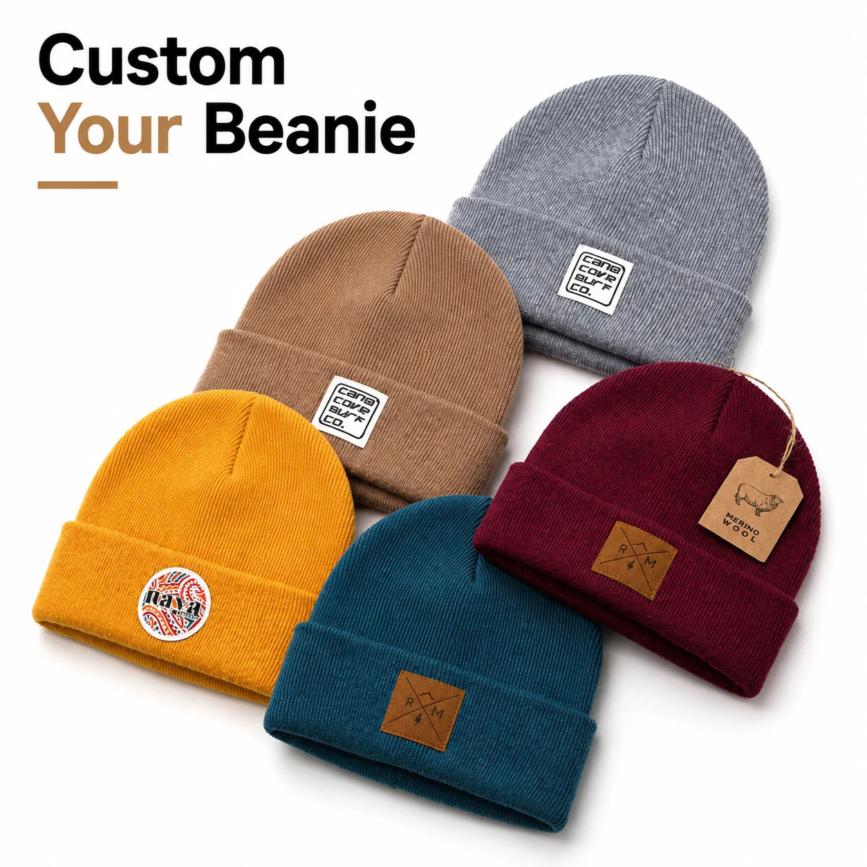Custom Logo Patch Knit Cap Manufacturer Unisex Wool Winter Beanie Character Pattern Travel-Friendly Knit Hat