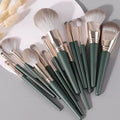 Oem Gradient Makeup Brush Set with Wood Handle Luxury Green Makeup Brush Set with logo Full Face Premium Makeup Brushes