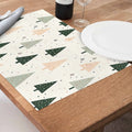 Beige Pine Tree Snowflake Merry Christmas Placemats Seasonal Winter Xmas Holiday Table Mats for Party Kitchen Dining Decoration