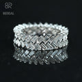Pass Diamond Tester Three Rows Vvs Moissanite Eternity Ring Band Iced Out Diamond 10K 14K 18K Solid Gold Wedding Rings