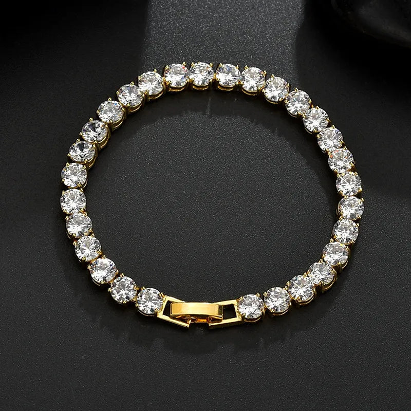 Hot Sale Rainbow 3A Stone Fashion 18K White Gold Plated 925 Sterling Silver Jewelry 3 Diamond Tennis Chain Bracelets for Unisex