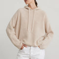 OEM ODM Luxury 100% Cashmere Hoodie Sweater for Women Oversized Winter Knitwear Fisherman Rib Stitch Casual Style Front Logo