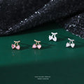 Pure 925 Sterling Silver Korean Fashion Small Cute Zircon Cherry Shape Stud Earrings for Women Girls Jewelry