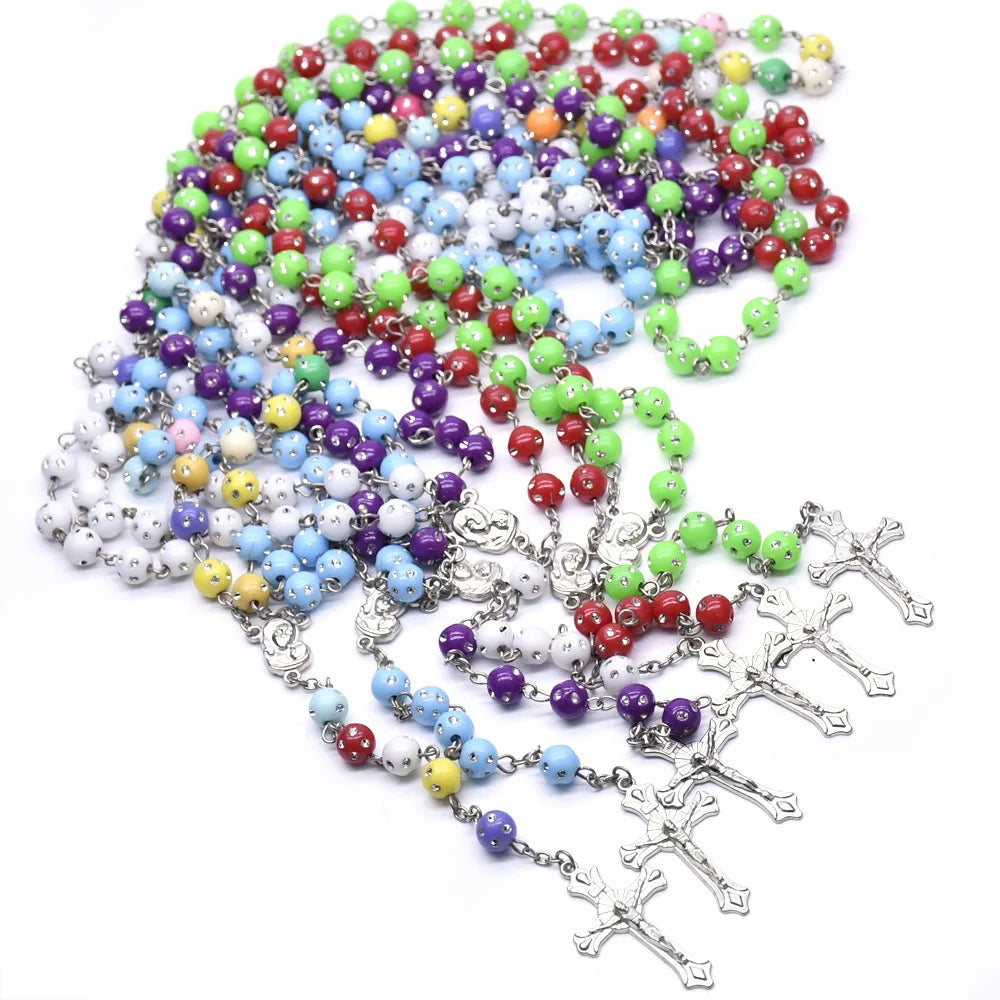Durable Rosary Necklace Personalized Cross Necklace Religious Bead Necklace for Women Man