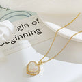 Tarnish Free Stainless Steel 18k Gold Plated Chokers Necklace Fashion White Zircon Love Heart Pendant Necklace for Women