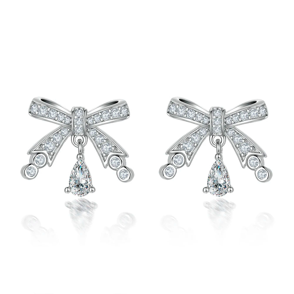 Wholesale 925 Sterling Silver Women's Butterfly Studs Earrings Zircon Stud Earrings