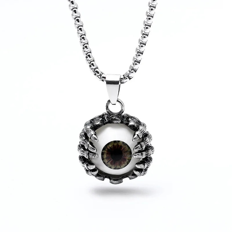 Unique Eye Stainless Steel Necklace Trendy Punk Style Fashion Clavicle Chain Bold Statement New Pendant Jewelry for Man
