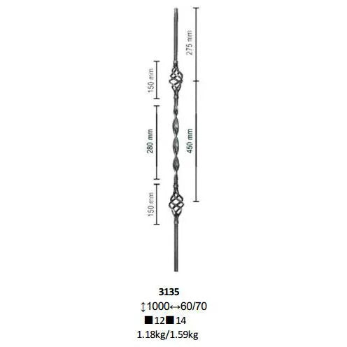 Ornamental Decorative Iron Basket Balusters Spindle  for Staircase Railing Handrail Balcony Balustrade Gate Fence Parts