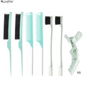 Wanmei 12 Pieces Professional Accessories Hair Styling Hair Edge Control Brush Rat Tail Braid Comb Nylon Teasing Hair Comb Set