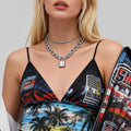 Silver Color Layered Chains with Lock Pendant Necklace for Women Trendy Ladies Daily Neck Chain Accessories 2025 Fashion Jewelry