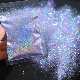10g Laser Holographic Bulk Glitter Nail Shining Sparkly Pigment Loose Fine Glitter Reflective Gel Polish Accessories Nail Powder