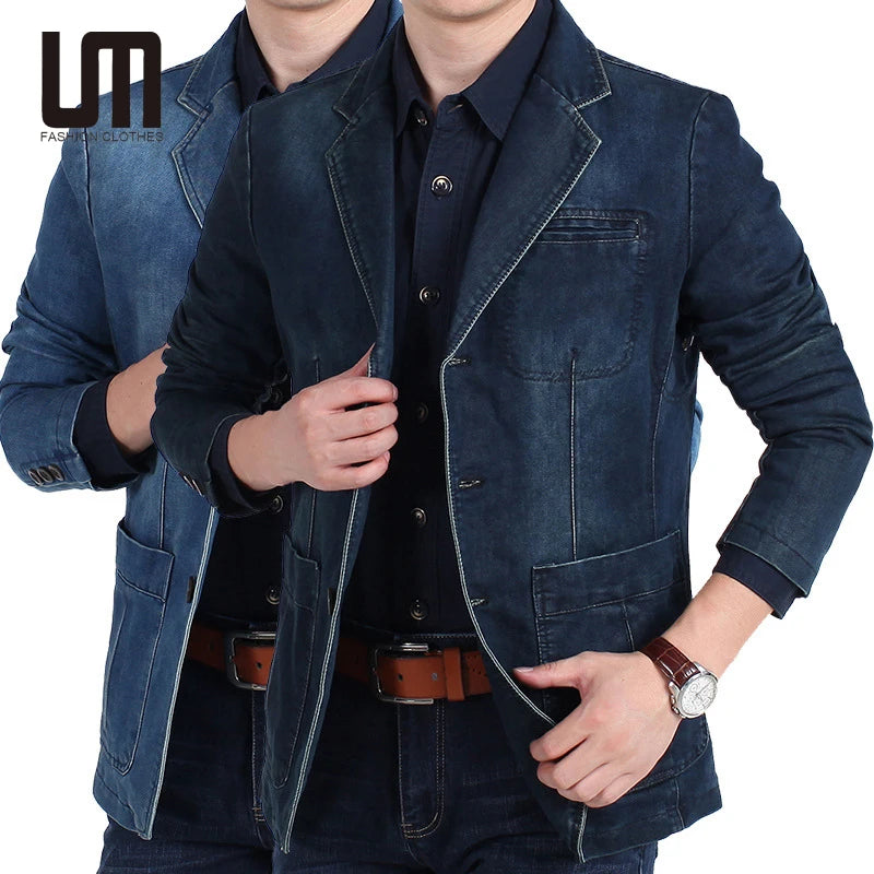 OEM Service Autumn Winter Men Clothes Casual Jeans Jacket Youth V Collar Blazer Plus Size Jacket