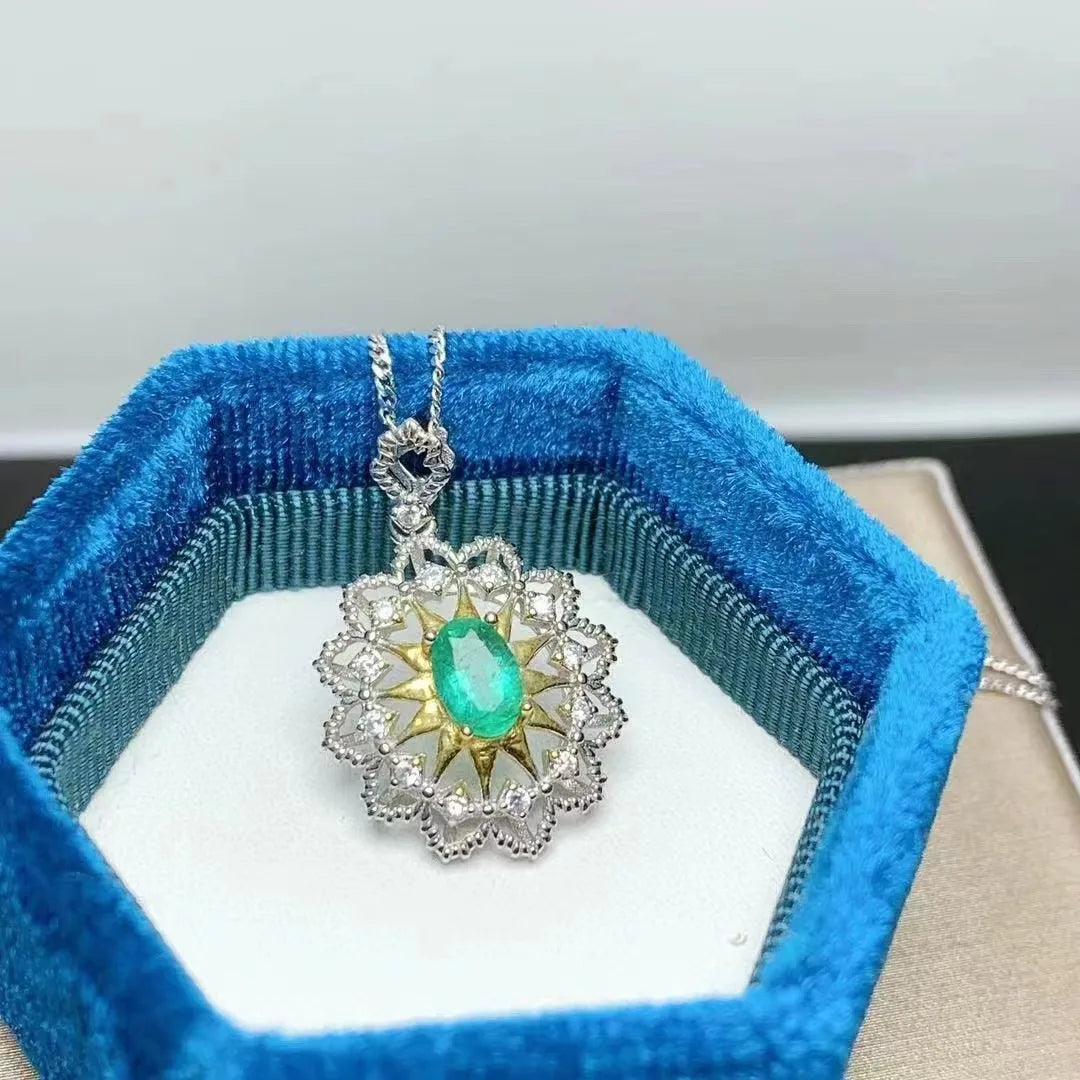 Factory Supply Women's 925 Sterling Silver Natural Emerald Jewelry Personalized Accessories Chain with Rhodium and Gold Plating