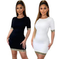 Hot Popular Young Suitable Casual Round Neck Short Sleeve Fashion High Waist Women Skinny Short Pencil Dress