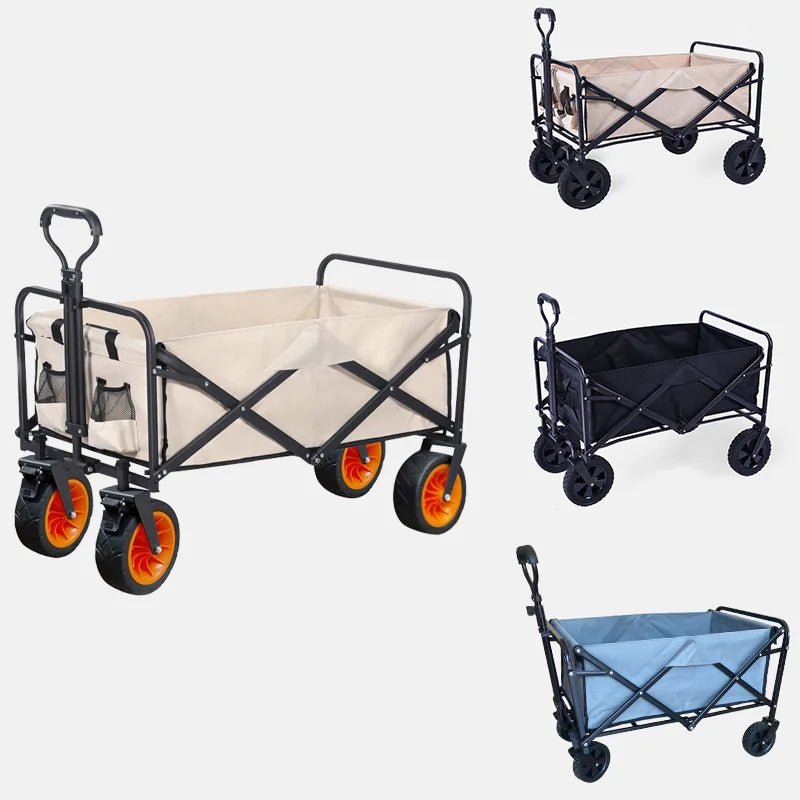 High-Capacity Heavy Duty Foldable Utility Cart Portable Outdoor Camping Garden Wagon Shopping Trailer Portable Storage