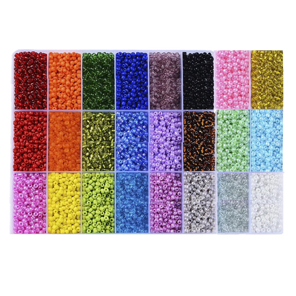 New 24 Color Stained Glass Seed  Beads Set Diy Handmade Glass Seed Beads Bracelet Jewelry Accessories