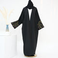 Embroidered Palestinian Abaya New Muslim Handwork Plant Embroidery Special Sleeves Cardigan Open Abaya Women Muslim Dress