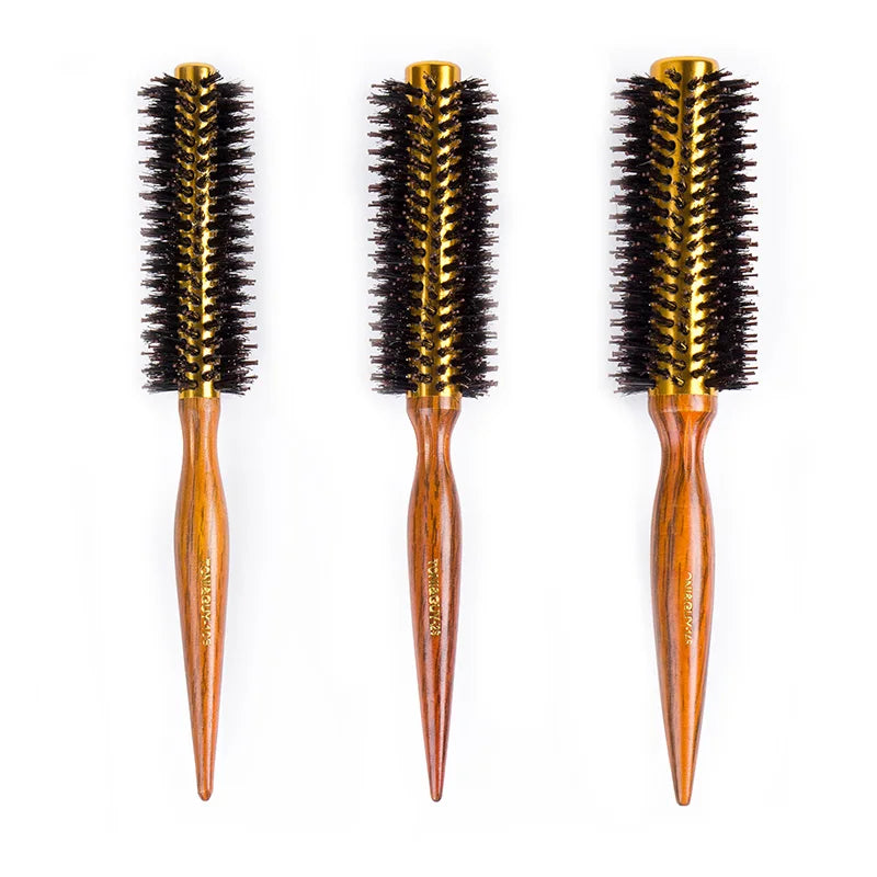 Wholesale Professional Anti-Static Round Roller Comb Wood Handle Salon Use Eco-Friendly Perm Cylinder Toni&Guy Factory C003