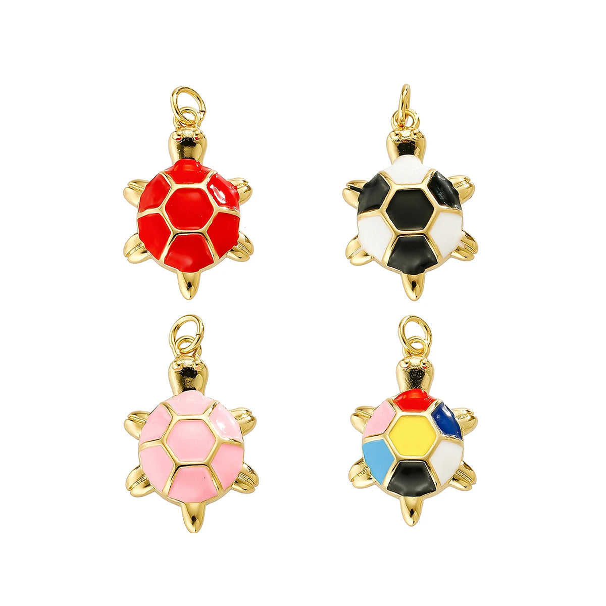 Vintage Cute Colorful Turtle Enamel Gold Plated Charms for Necklaces Drop Oil Pendants Earrings DIY Trendy Jewelry Making