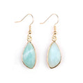 Fashion Jewellery Natural Gemstone Earring Gold Bezel Long Drop Dangle Earrings Jewelry